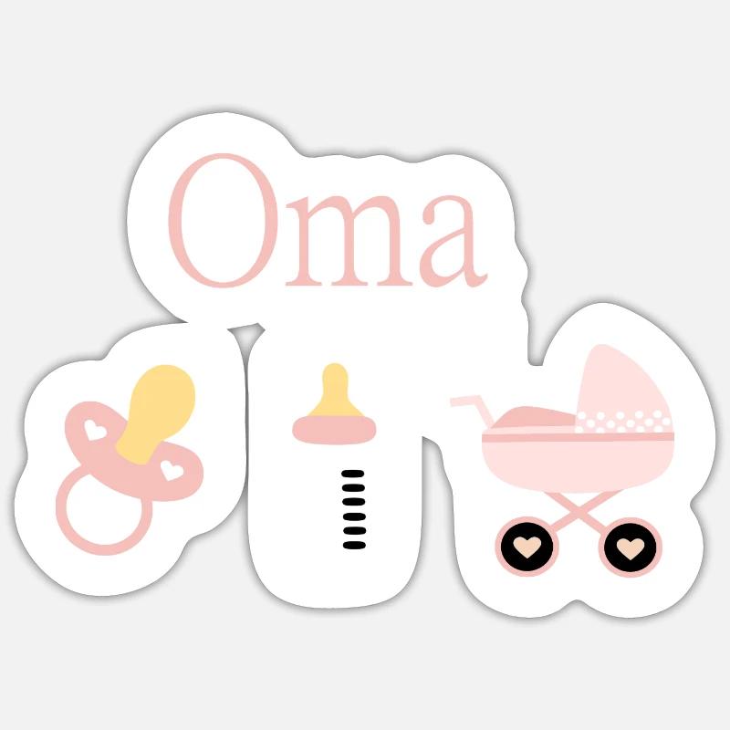 Oma Geburt Mädchen Vorlage personalisierbar Sticker Größe S (10 x 10 cm)