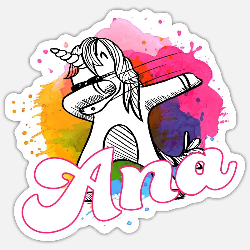 ANA - Schöner Name mit dabbing Einhorn Sticker Größe S (10 x 10 cm)