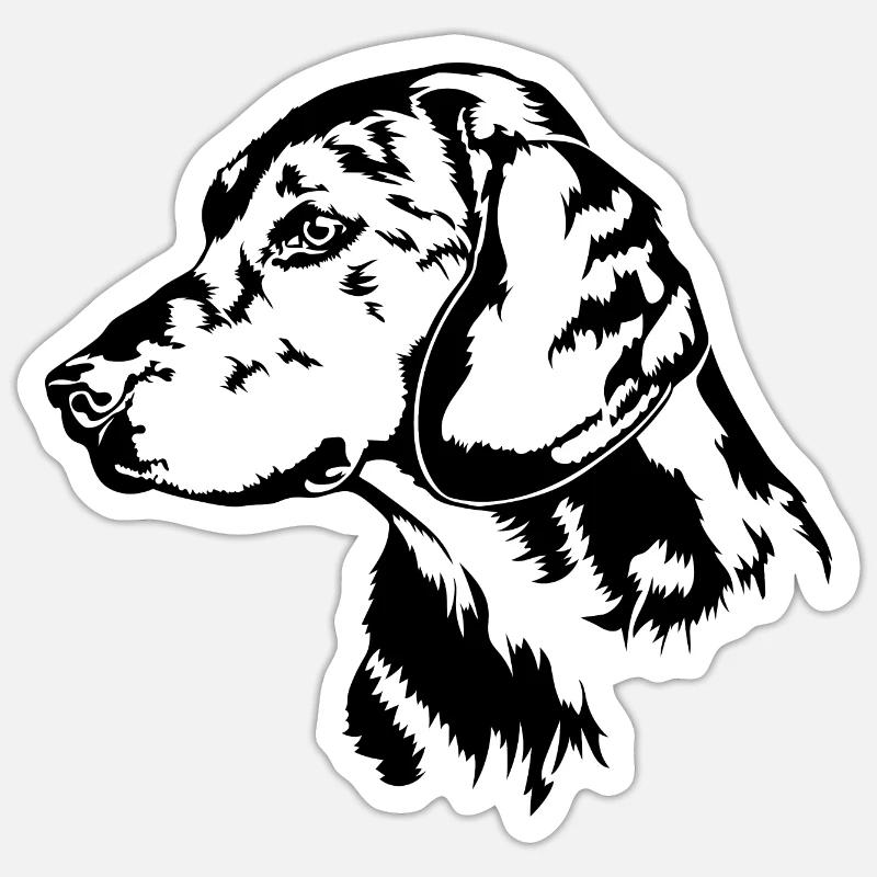 ALPENLÄNDISCHE DACHSBRACKE Hundeportrait Wilsigns - Sticker Größe S (10 x 10 cm) - Mattweiß