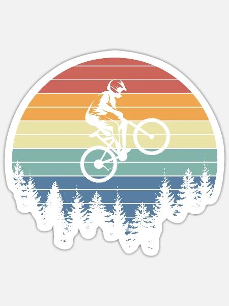 Mountainbike Vintage Sunset - Sticker Größe S (10 x 10 cm) - Mattweiß