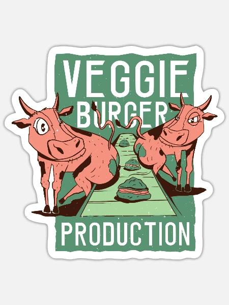 Veggie-Burger-Produktion Veggie-Burger-Produktion - Sticker Größe S (10 x 10 cm) - Mattweiß