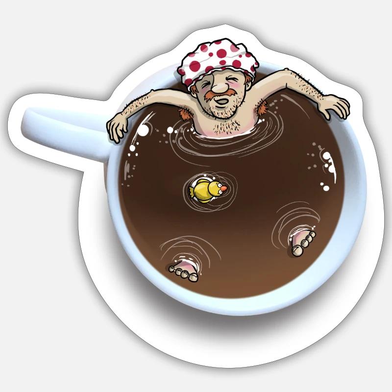 Bain de café - Sticker taille S (10 x 10 cm) - blanc mat