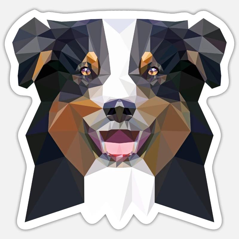 Aussie low poly black Sticker Größe S (10 x 10 cm)