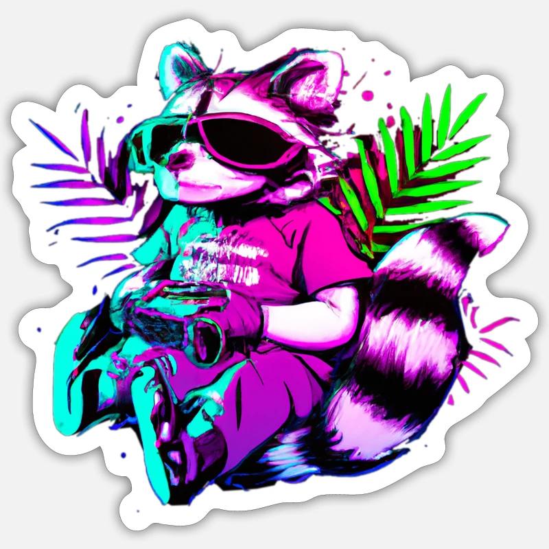 Chill Synth Coon Sticker taille S (10 x 10 cm)