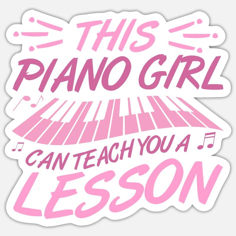 Piano Mädchen Sticker Größe S (10 x 10 cm)