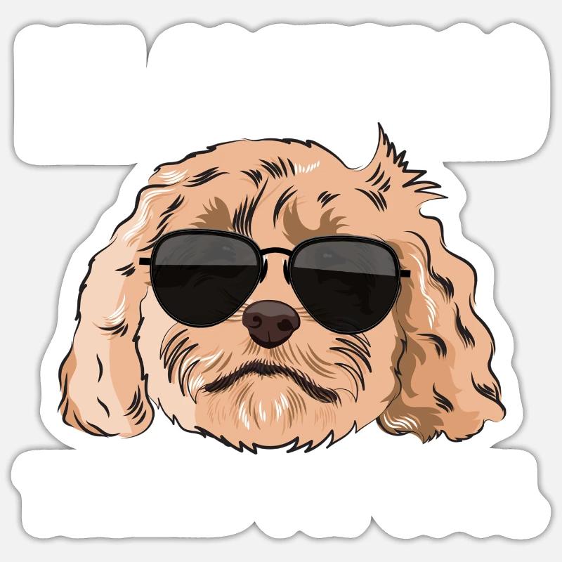 Cockapoo Hund - Sticker Größe S (10 x 10 cm) - Mattweiß