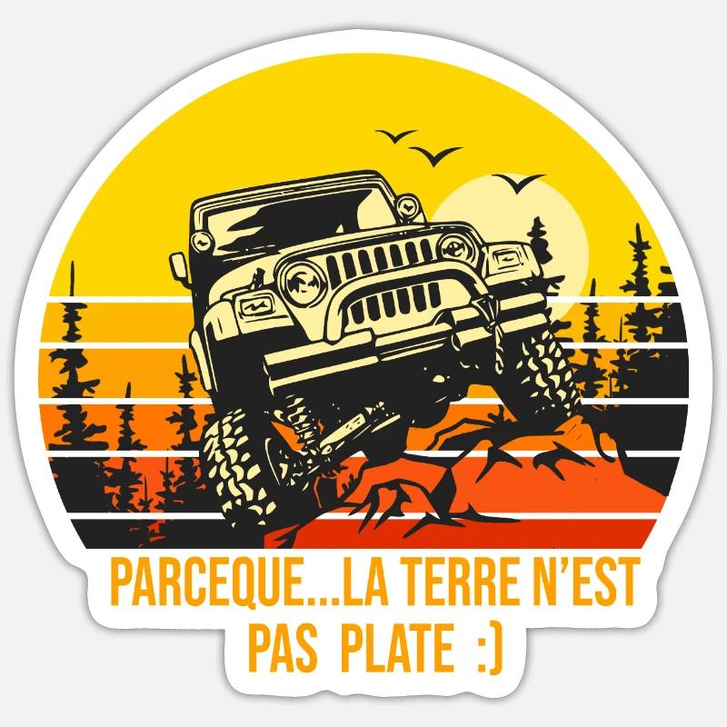 4X4 rétro rando 4X4 - Sticker taille S (10 x 10 cm) - blanc mat