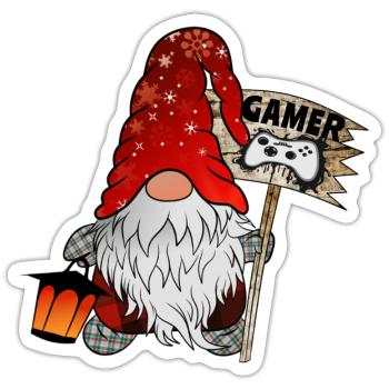 Gamer Wichtel Christmas Gnom - Sticker Größe S (10 x 10 cm) - Mattweiß - Vorne
