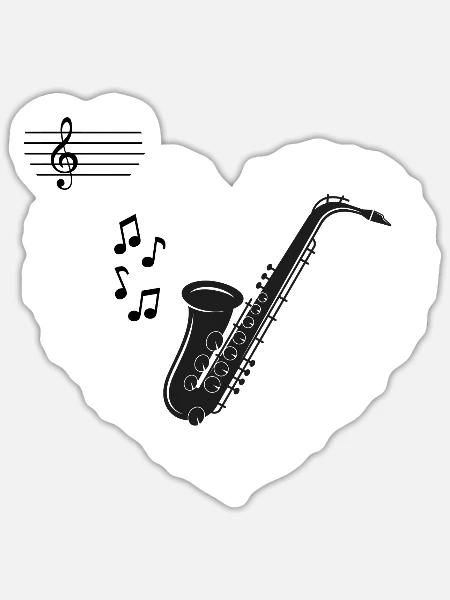 Saxofon Saxophonist "Saxophon-musik" - Sticker Größe S (10 x 10 cm) - Mattweiß