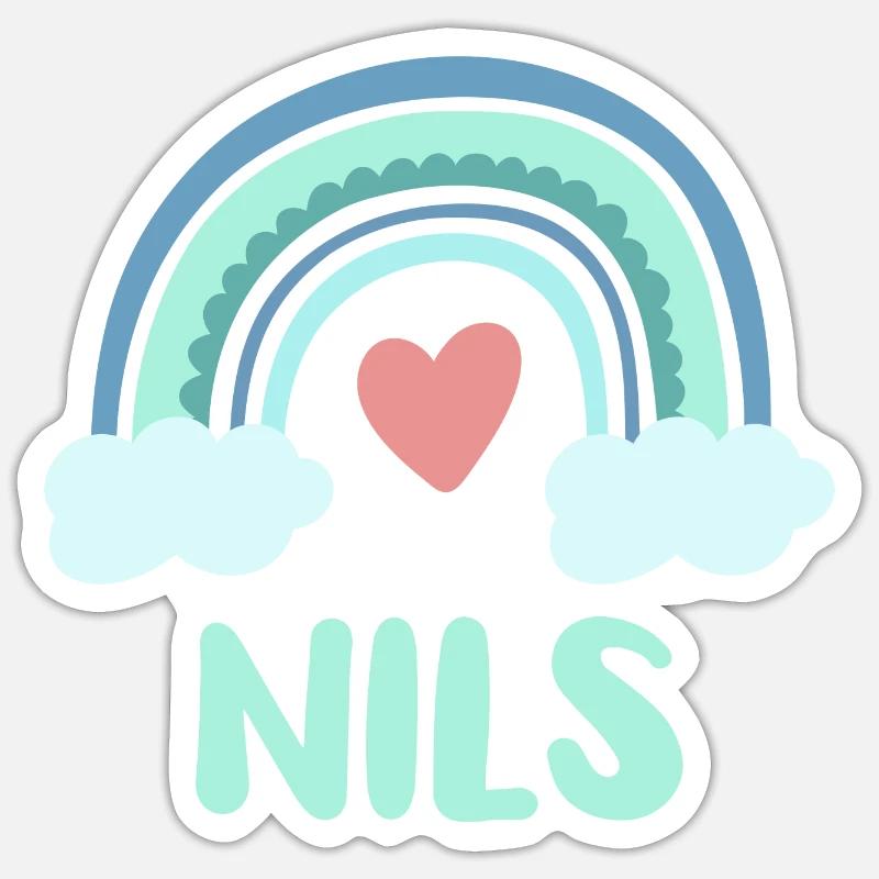 Nils Name Rainbow Baby - Sticker size S (10 x 10 cm) - white matte