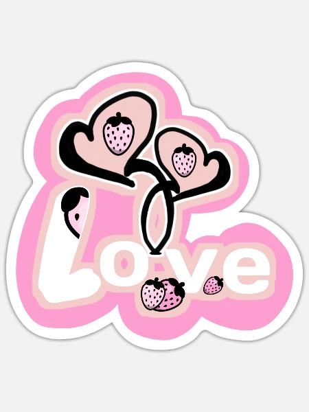 Liebe - Erdbeeren - Sticker Größe S (10 x 10 cm) - Mattweiß