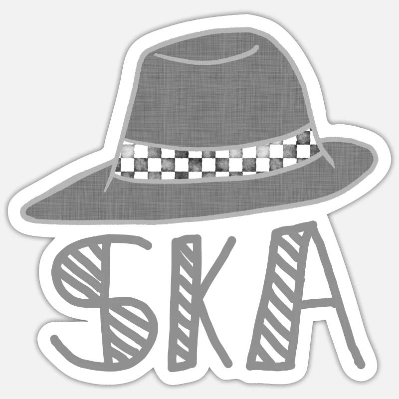 Ska Hat Trilby - Sticker Größe S (10 x 10 cm) - Mattweiß