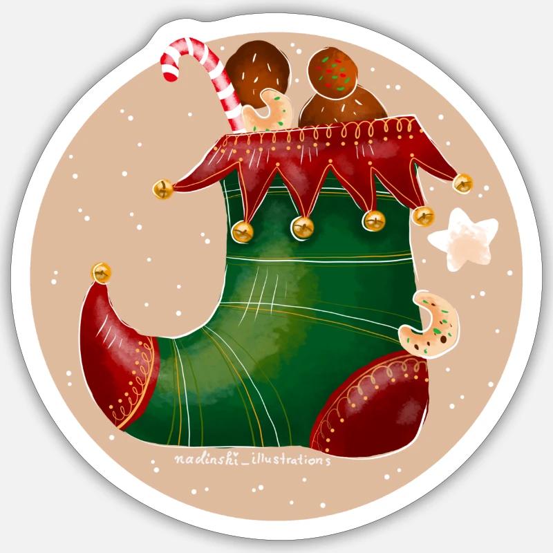 Elf Schuh Sticker Größe S (10 x 10 cm)