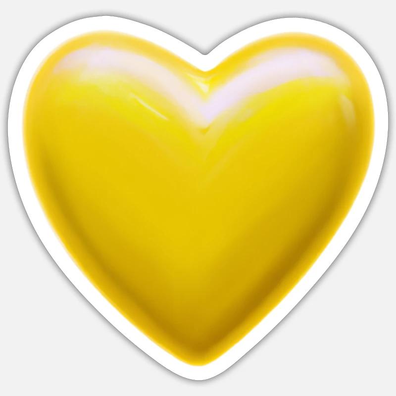 Herz gelb Geschenkidee - Sticker Größe S (10 x 10 cm) - Mattweiß