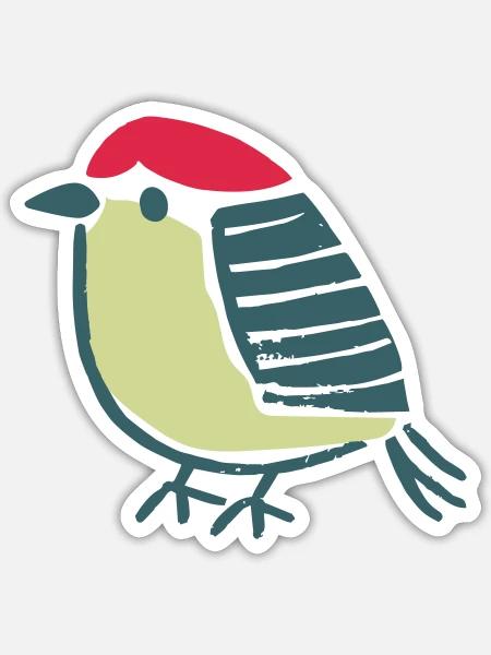 Vogel Amsel Drossel Fink Star - Sticker Größe S (10 x 10 cm) - Mattweiß