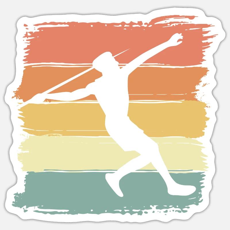 Lancer de javelot rétro Sticker taille S (10 x 10 cm)