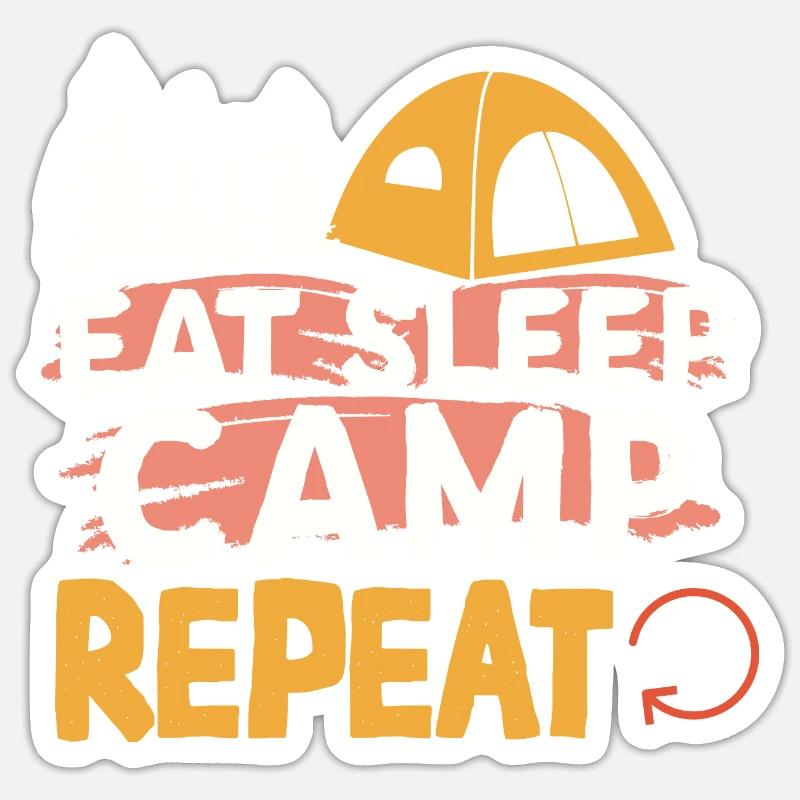 Eat Sleep Camp Repeat - Sticker size S (10 x 10 cm) - white matte