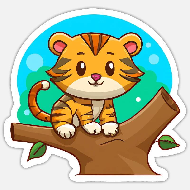 Tiger auf einem Baum - Sticker Größe S (10 x 10 cm) - Mattweiß