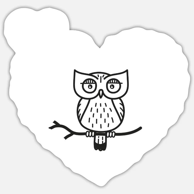 Eule "alte Eule mit Herz" Eulensammlung Eulen Sticker Größe S (10 x 10 cm)