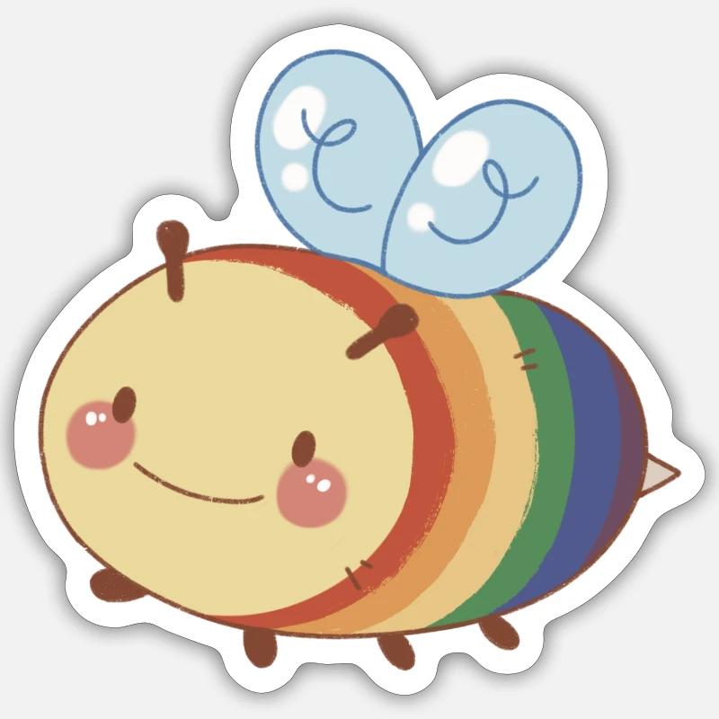 Pride Bienchen - Sticker Größe S (10 x 10 cm) - Mattweiß