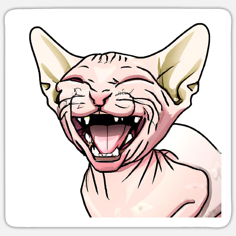 Sphynx cat laughs Sticker size S (10 x 10 cm)