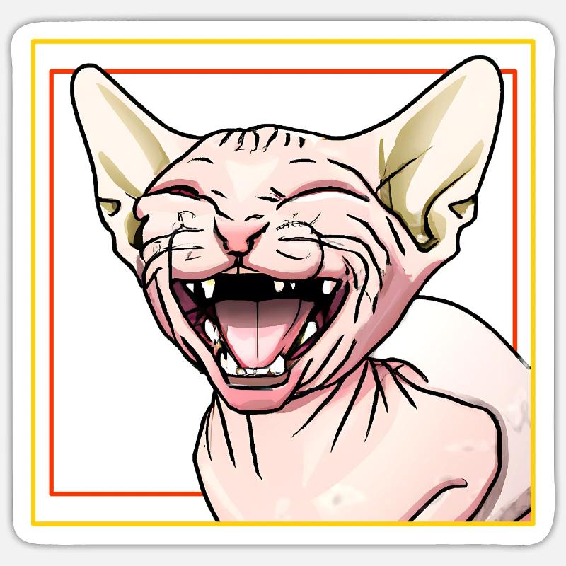 Sphynx cat laughs - Sticker size S (10 x 10 cm) - white matte