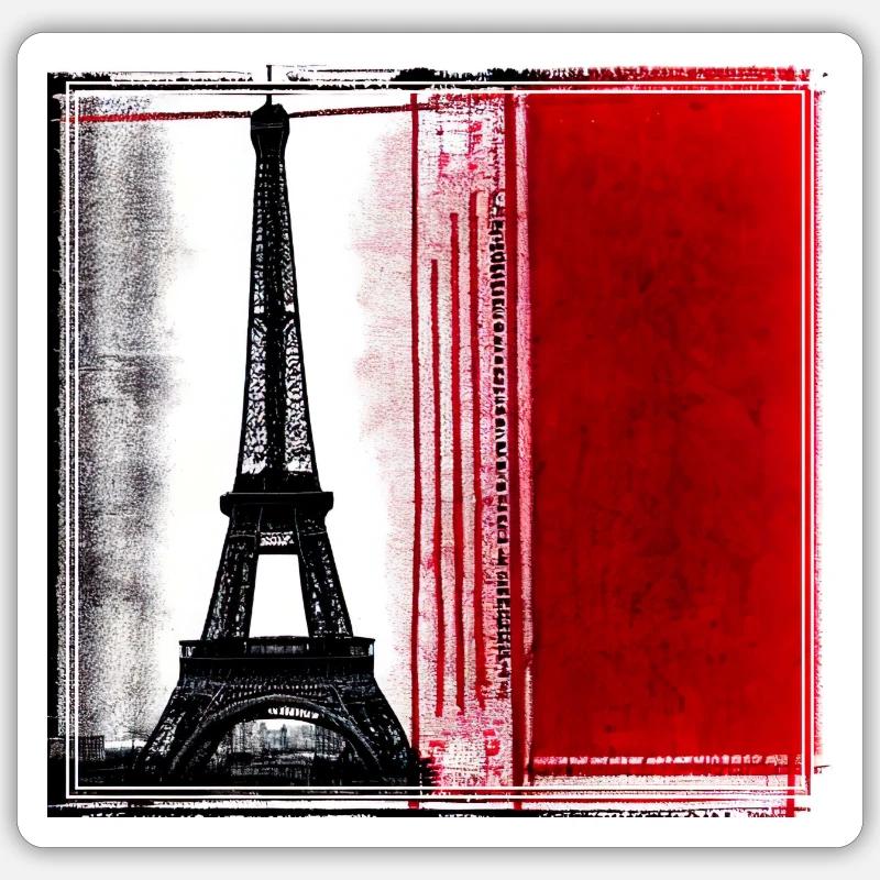 Paris Eiffelturm - Sticker Größe S (10 x 10 cm) - Mattweiß