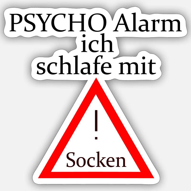Psycho Alarm Sockenschläfer - Schriftzug - Sticker Größe S (10 x 10 cm) - Mattweiß