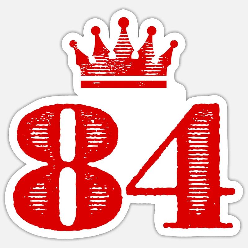 84 Number crown - Sticker size S (10 x 10 cm) - white matte