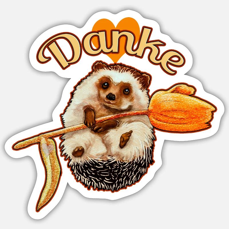 Süßer Igel mit Danke Botschaft - Sticker Größe S (10 x 10 cm) - Mattweiß
