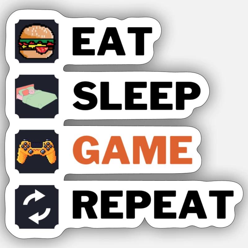 Mangez le jeu de sommeil répéter - Sticker taille S (10 x 10 cm) - blanc mat