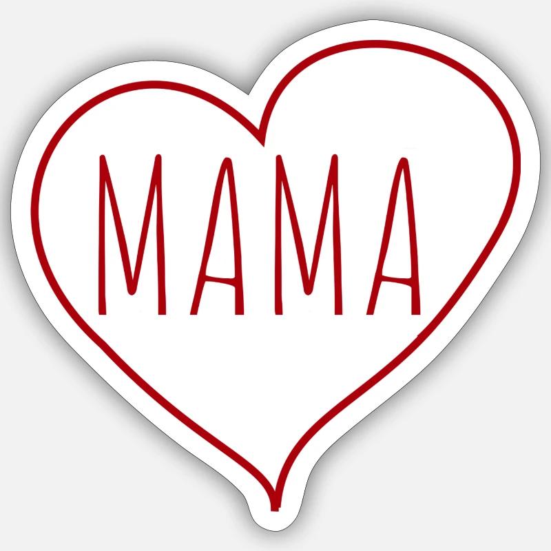 Mama Herz - Sticker Größe S (10 x 10 cm) - Mattweiß
