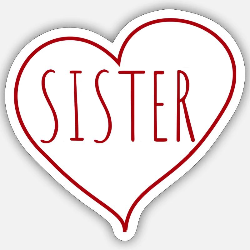 Schwester Herz - Sticker Größe S (10 x 10 cm) - Mattweiß