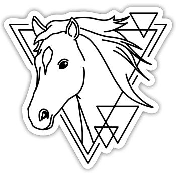 Pferd in geometrischer Form - Line-Art-Design - Sticker Größe S (10 x 10 cm) - Mattweiß - Vorne