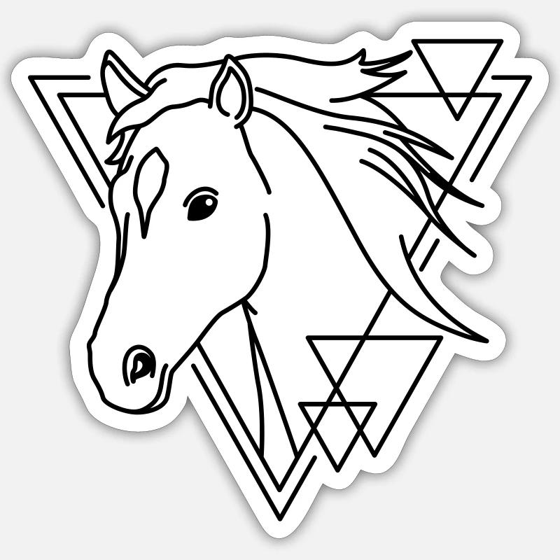 Cheval en forme géométrique - Conception d’art au trait Sticker taille S (10 x 10 cm)