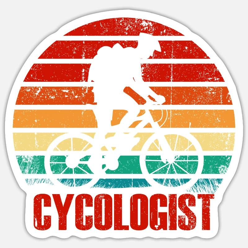 Retro Cyclist Sunset - Sticker Größe S (10 x 10 cm) - Mattweiß