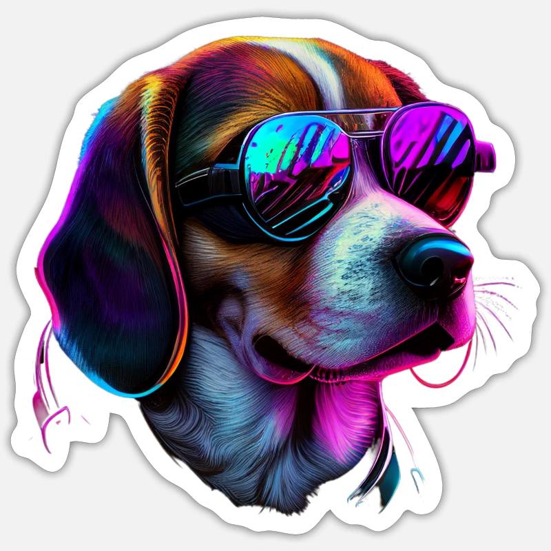 Beagle Chiens Beagles - Sticker taille S (10 x 10 cm) - blanc mat