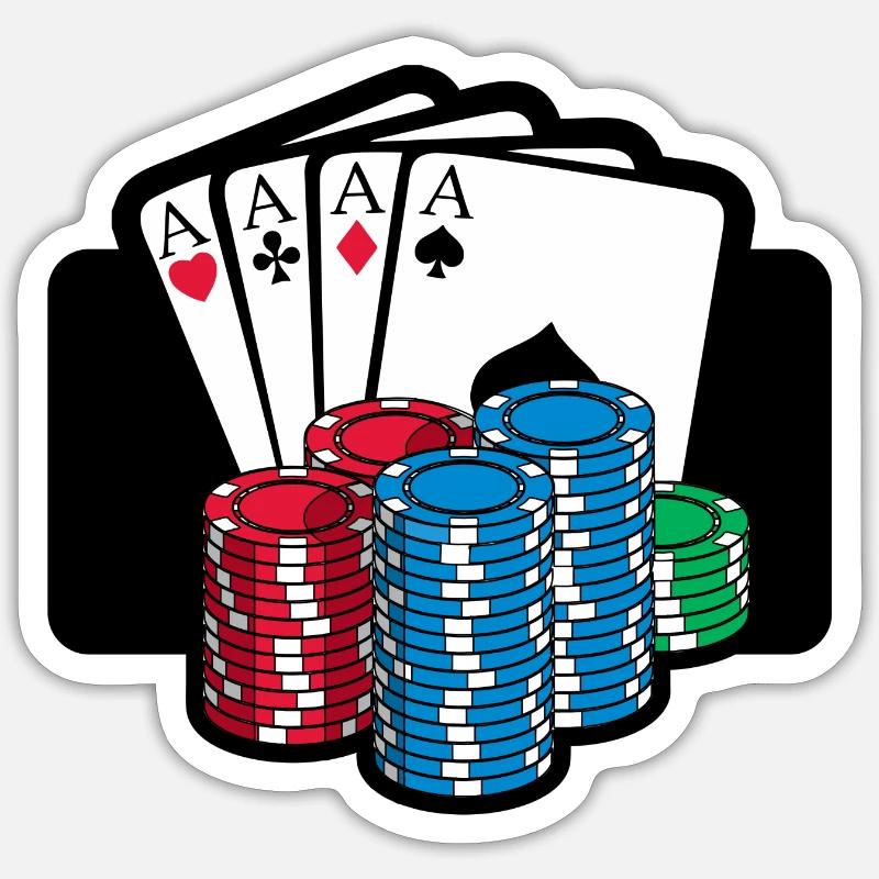 Pokerchips - Sticker Größe S (10 x 10 cm) - Mattweiß