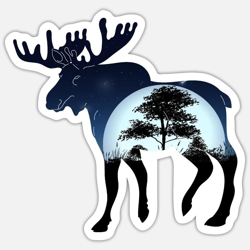 Moose at night Sticker size S (10 x 10 cm)