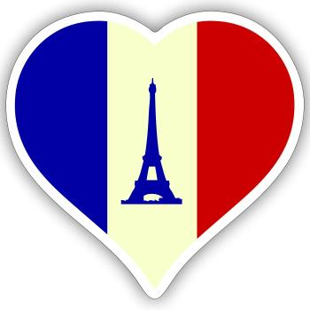 Cœur France - Sticker taille S (10 x 10 cm) - blanc mat - Devant