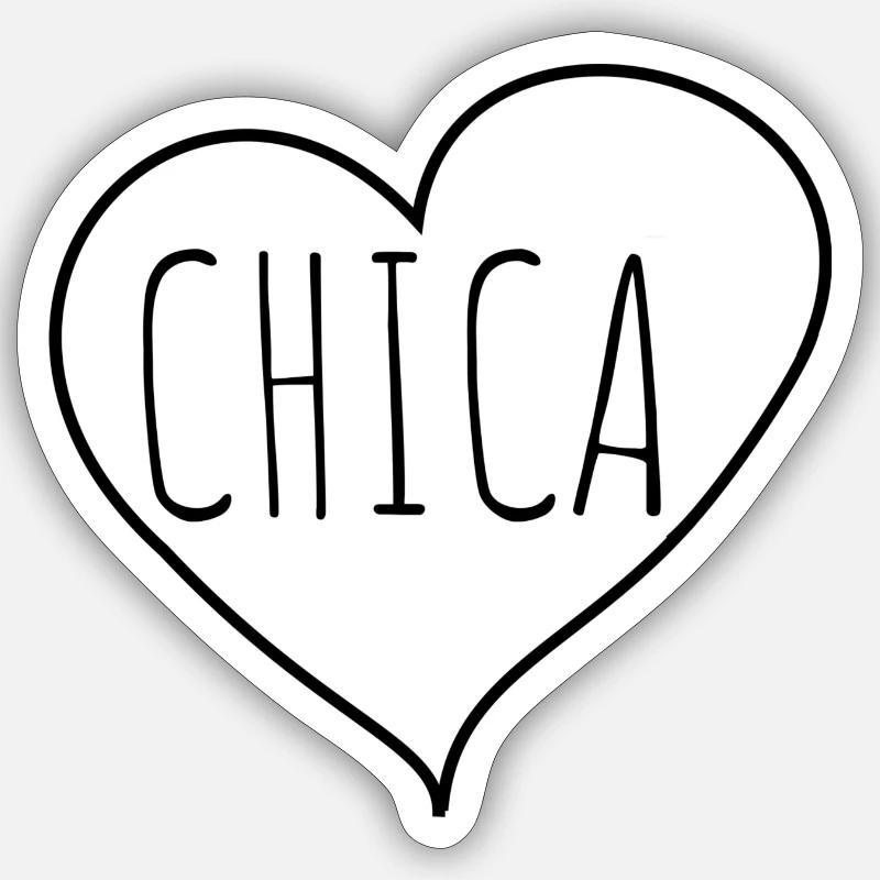 Chica Herz - Sticker Größe S (10 x 10 cm) - Mattweiß