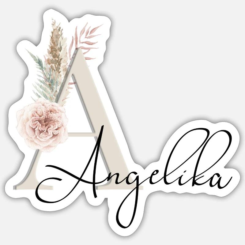 Angelika! Name Boho - Sticker Größe S (10 x 10 cm) - Mattweiß