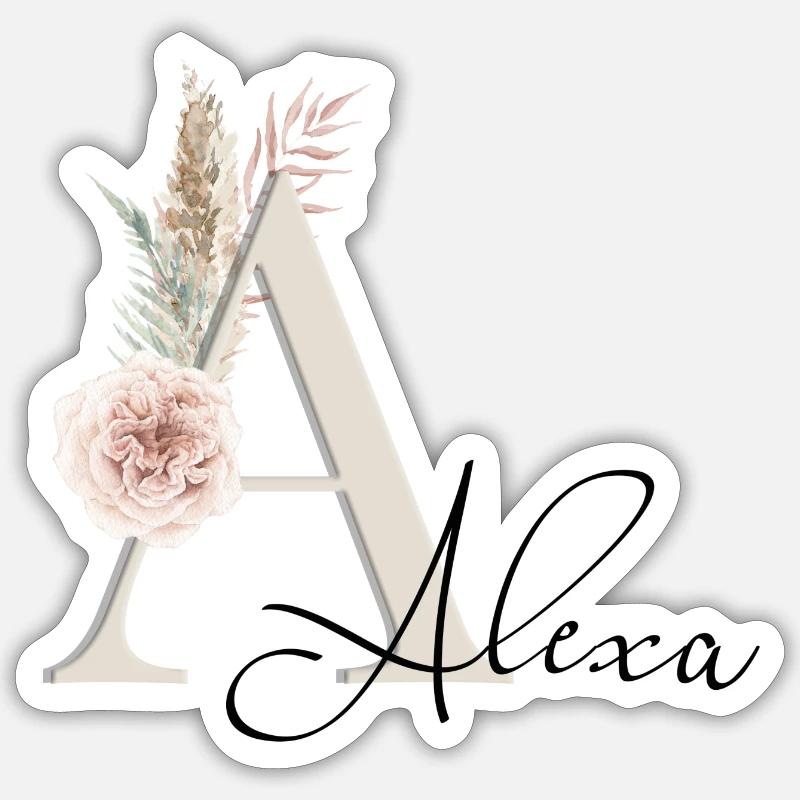 Alexa! Name Boho - Sticker Größe S (10 x 10 cm) - Mattweiß