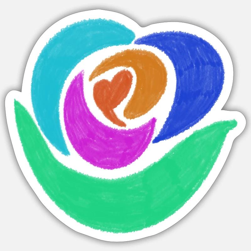 Rose arc-en-ciel - Sticker taille S (10 x 10 cm) - blanc mat