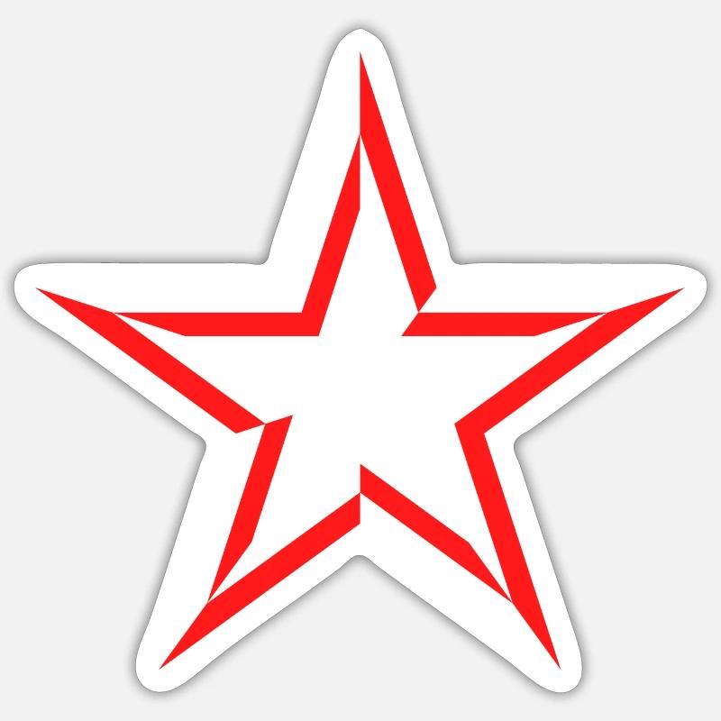 Etoile bicolore rouge blanc Sticker taille S (10 x 10 cm)