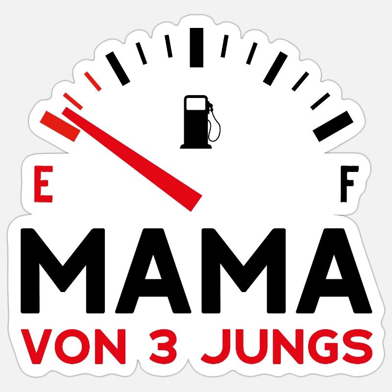 MAMA 3 SÖHNE MUTTERTAG MUTTER DREI JUNGEN - Sticker Größe S (10 x 10 cm) - Mattweiß