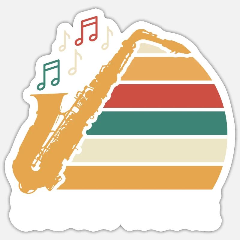 Saxophone Jazz - Sticker taille S (10 x 10 cm) - blanc mat