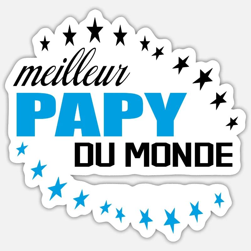 Meilleur Papy Du Monde - Sticker taille S (10 x 10 cm) - blanc mat