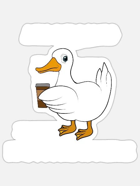 Ente Kaffee Spruch - Sticker Größe S (10 x 10 cm) - Mattweiß