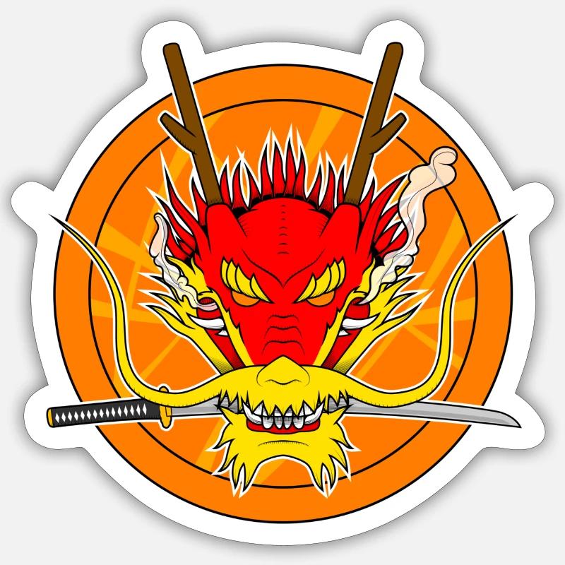 dragon rouge - Sticker taille S (10 x 10 cm) - blanc mat